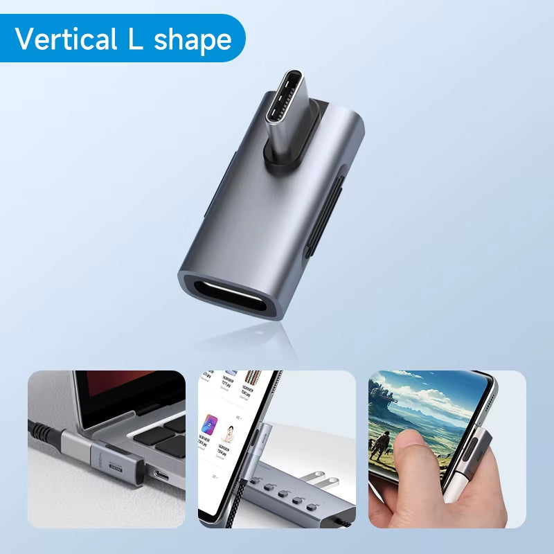 240W USB-C to USB-C Adapter - 40Gbps 8K 60Hz 90 Degree Converter for Thunderbolt 4/3, MacBook, and iPhone 17 Pro