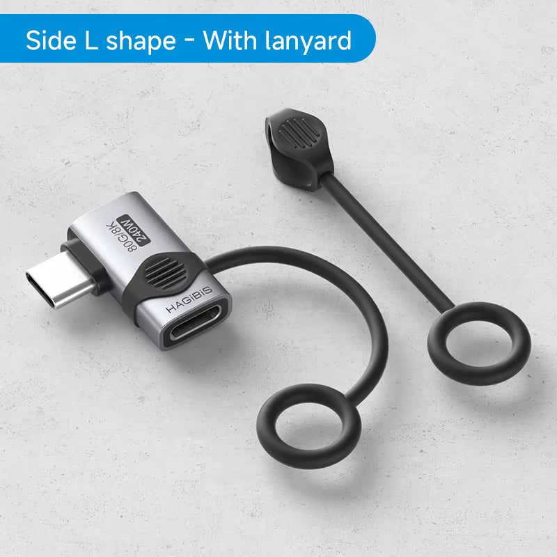 240W USB-C to USB-C Adapter - 40Gbps 8K 60Hz 90 Degree Converter for Thunderbolt 4/3, MacBook, and iPhone 17 Pro